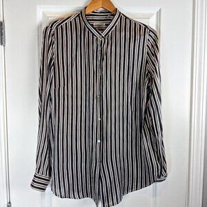 Camicetta Snob Striped Italian Silk Long Sleeve Blouse